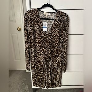Leopard print long sleeve dress